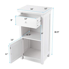 Load image into Gallery viewer, Explore tangkula bathroom floor storage cabinet wooden storage cabinet for home office living room bathroom one drawer cupboard organize freestanding cabinet white