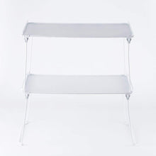 Load image into Gallery viewer, Products 2 pack stackable kitchen cabinet and counter shelf organizer spice jars bottle standing shelf holder rack wire metal cupboard food pantry shelf organizer white