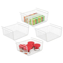 Load image into Gallery viewer, The best mdesign household metal under shelf hanging storage bin basket with open front for organizing kitchen cabinets cupboards pantries shelves large 4 pack white