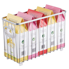 Load image into Gallery viewer, Budget friendly mdesign metal farmhouse kitchen pantry food storage organizer basket bin wire grid design for cabinets cupboards shelves countertops holds potatoes onions fruit small 4 pack chrome