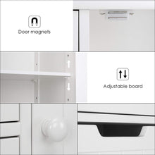 Load image into Gallery viewer, Kitchen homfa bathroom floor cabinet wooden side storage organizer cabinet with 4 drawer and 1 cupboard freestanding unit for better homes and gardens offic