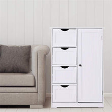 Load image into Gallery viewer, Storage bathroom floor cabinet crazylynx free standing wooden storage cabinet organizer with 4 drawers and one cupboard 22 x 32 7 for home garden office off white