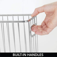 Load image into Gallery viewer, Cheap mdesign metal farmhouse kitchen pantry food storage organizer basket bin wire grid design for cabinets cupboards shelves countertops holds potatoes onions fruit small 4 pack chrome