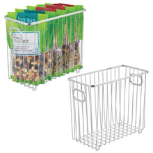 Load image into Gallery viewer, Discover the best mdesign metal farmhouse kitchen pantry food storage organizer basket bin wire grid design for cabinets cupboards shelves countertops holds potatoes onions fruit medium 2 pack chrome