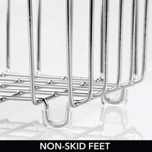 Load image into Gallery viewer, Explore mdesign metal farmhouse kitchen pantry food storage organizer basket bin wire grid design for cabinets cupboards shelves countertops holds potatoes onions fruit medium 2 pack chrome