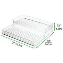 Load image into Gallery viewer, Featured mdesign plastic kitchen food storage organizer shelves spice rack holder for cabinet cupboard countertop pantry holds spices jars baking supplies canned food pasta 2 levels 12 w clear
