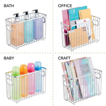 Load image into Gallery viewer, Buy now mdesign metal farmhouse kitchen pantry food storage organizer basket bin wire grid design for cabinets cupboards shelves countertops holds potatoes onions fruit small 4 pack chrome