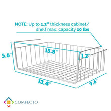 Load image into Gallery viewer, Shop for 4pcs 15 8 under shelf basket storage wire rack organizer for cabinet thickness max 1 2 inch extra storage space on kitchen counter pantry desk bookshelf cupboard anti rust stainless steel rack