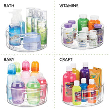 Load image into Gallery viewer, Amazon mdesign deep plastic lazy susan turntable food storage bin with handles rotating organizer for kitchen pantry cabinet cupboard refrigerator or freezer 9 round 4 pack clear