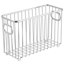 Load image into Gallery viewer, Discover the mdesign metal farmhouse kitchen pantry food storage organizer basket bin wire grid design for cabinets cupboards shelves countertops holds potatoes onions fruit small 4 pack chrome