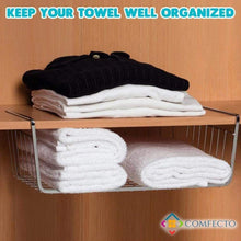 Load image into Gallery viewer, Featured 2pcs 15 8 inchunder cabinet storage shelf wire basket organizer for cabinet thickness max 1 2 inch extra storage space on kitchen counter pantry desk bookshelf cupboard anti rust stainless steel rack