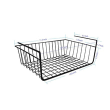 Load image into Gallery viewer, Storage organizer under shelf basket 4 pack black wire rack slides under shelves for storage space on kitchen pantry desk bookshelf cupboard