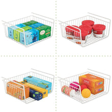 Load image into Gallery viewer, Shop for mdesign household metal under shelf hanging storage bin basket with open front for organizing kitchen cabinets cupboards pantries shelves large 2 pack white