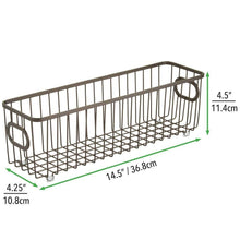Load image into Gallery viewer, The best mdesign metal farmhouse kitchen pantry food storage organizer basket bin wire grid design for cabinets cupboards shelves countertops holds potatoes onions fruit long 4 pack bronze