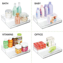 Load image into Gallery viewer, Get mdesign plastic kitchen food storage organizer shelves spice rack holder for cabinet cupboard countertop pantry holds spices jars baking supplies canned food pasta 2 levels 12 w clear