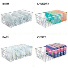 Load image into Gallery viewer, Shop here mdesign metal farmhouse kitchen pantry food storage organizer basket bin wire grid design for cabinet cupboard shelf countertop holds potatoes onions fruit large 4 pack chrome