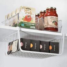 Load image into Gallery viewer, Amazon best mdesign household metal under shelf hanging storage bin basket with open front for organizing kitchen cabinets cupboards pantries shelves large 4 pack white
