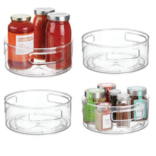 Load image into Gallery viewer, Storage organizer mdesign deep plastic lazy susan turntable food storage bin with handles rotating organizer for kitchen pantry cabinet cupboard refrigerator or freezer 9 round 4 pack clear