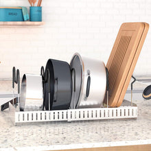 Load image into Gallery viewer, Buy now lifewit expandable adjustable kitchen cabinet pantry pan and pot lid organizer rack holder 5 tier compartments cupboard bakeware lid plate holder silver and black 1