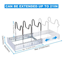 Load image into Gallery viewer, On amazon lifewit expandable adjustable kitchen cabinet pantry pan and pot lid organizer rack holder 5 tier compartments cupboard bakeware lid plate holder silver and black