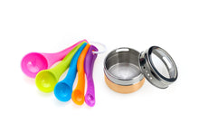 Load image into Gallery viewer, Featured stainless steel magnetic spice jars bonus measuring spoon set airtight kitchen storage containers stack on fridge to save counter cupboard space 36pc organizers in gold