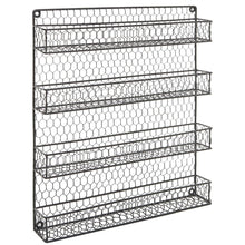 Load image into Gallery viewer, Budget friendly 4 tier metal spice rack wall mount kitchen spices organizer pantry cabinet hanging herbs seasoning jars storage closet door cupboard mounted holder black