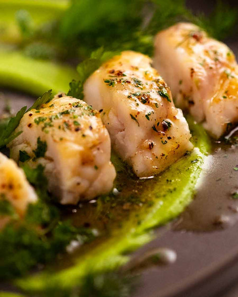 With sweet and meaty lobster-like flesh, Monkfish is affectionately known as “poor man’s lobster”
