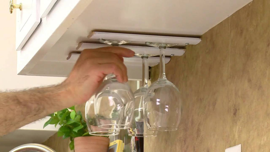 In 5 easy steps you can hang your wine glasses and display them in plain sight in your kitchen.