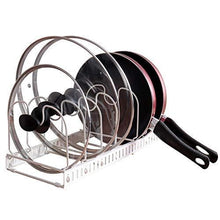 Load image into Gallery viewer, Best seller  advutils expandable pots and pans organizer rack for cabinet holds 7 pans lids to keep cupboards tidy adjustable bakeware rack for kitchen and pantry