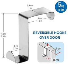 Load image into Gallery viewer, Cheap tatkraft seger over the door hooks reversible z hooks for over the door or cupboard door hold up to 11lbs 5 kg towel holders set of 2 stainless steel