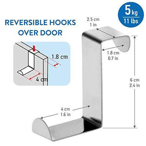 Discover tatkraft seger over the door hooks reversible z hooks for over the door or cupboard door hold up to 11lbs 5 kg towel holders set of 2 stainless steel