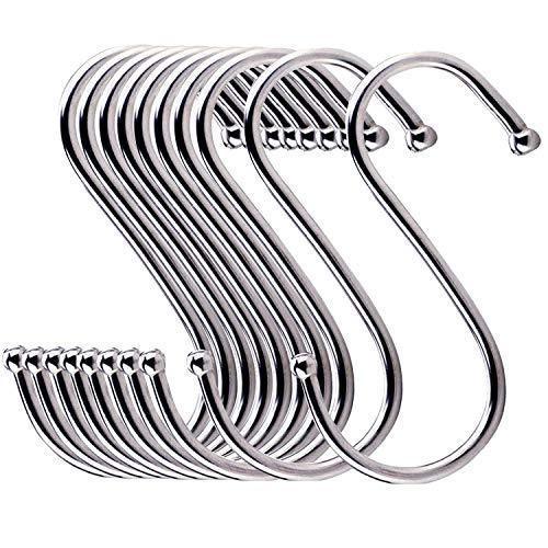 24 Pack ESFUN Round S Shaped Hooks 4 inch Hangers for Kitchen, Bathroom, Bedroom Closet Rod and Office