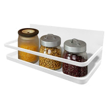 Load image into Gallery viewer, Save on spice rack monoled spice rack organizer magnetic single tier fridge spice rack shelves organizer space saving storage rack for refrigerator kitchen cabinet cupboard pantry door seasonings white
