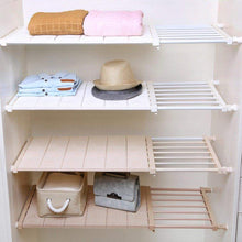 Load image into Gallery viewer, Discover the hyfanstr adjustable storage rack expandable separator shelf for wardrobe cupboard bookcase compartment collecting length 28 7 51 width 11 8 khaki