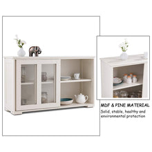 Load image into Gallery viewer, Results costzon kitchen storage sideboard antique stackable cabinet for home cupboard buffet dining room cream white with sliding door window