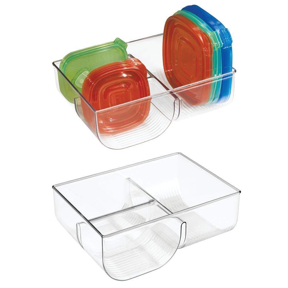 Top rated mdesign food storage container lid holder 3 compartment plastic organizer bin for organization in kitchen cabinets cupboards pantry shelves 2 pack clear