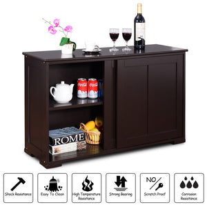 Storage costzon kitchen storage sideboard antique stackable cabinet for home cupboard buffet dining room espresso sideboard with sliding door