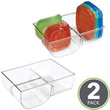 Load image into Gallery viewer, Best seller  mdesign food storage container lid holder 3 compartment plastic organizer bin for organization in kitchen cabinets cupboards pantry shelves 2 pack clear