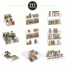 Load image into Gallery viewer, Results mdesign plastic kitchen spice bottle rack holder food storage organizer for cabinet cupboard pantry shelf holds spices mason jars baking supplies canned food 4 levels 4 pack clear