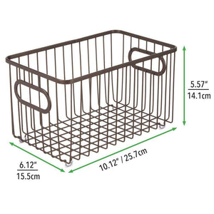 Best seller  mdesign metal farmhouse kitchen pantry food storage organizer basket bin wire grid design for cabinets cupboards shelves countertops closets bedroom bathroom 10 long 4 pack bronze