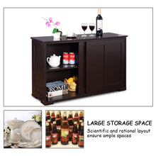 Load image into Gallery viewer, Shop costzon kitchen storage sideboard antique stackable cabinet for home cupboard buffet dining room espresso sideboard with sliding door