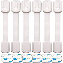 Load image into Gallery viewer, Great baby proofing safety cabinet locks child proof latches for drawer cupboard dresser doors closet oven refrigerator adjustable childproof straps by oxlay white 6 pack