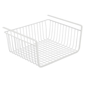 Storage organizer mdesign household metal under shelf hanging storage bin basket with open front for organizing kitchen cabinets cupboards pantries shelves large 2 pack white