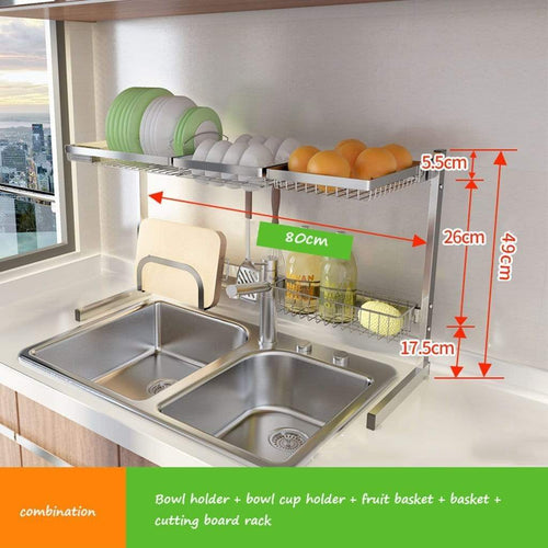 Shelf Liners Kitchen Shelf Stainless Steel Dish Rack Sink Rack Kitchen Homeware Storage Rack Pool Shelf Dish Rack Storage & Organization (Color : Silver, Size : 8049cm)