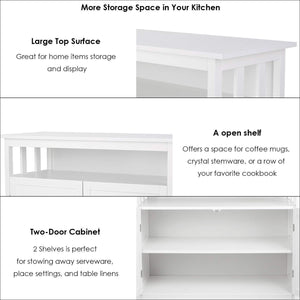 Shop homfa kitchen sideboard storage cabinet large dining buffet server cupboard cabinet console table with display shelf and double doors white