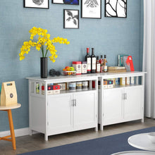 Load image into Gallery viewer, Selection homfa kitchen sideboard storage cabinet large dining buffet server cupboard cabinet console table with display shelf and double doors white