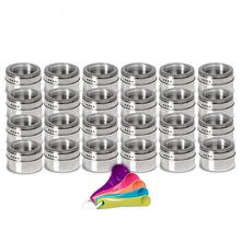 Load image into Gallery viewer, Top nellam stainless steel magnetic spice jars bonus measuring spoon set airtight kitchen storage containers stack on fridge to save counter cupboard space 24pc organizers