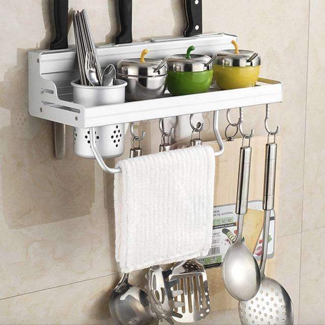Aluminum Kitchen Shelf, Kitchen Rack, Cooking Utensil Tools Hook Rack, Kitchen Holder & Storage